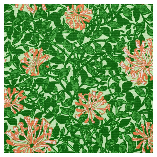 William Morris kaprifol, persika och grönt Tyg (Provkarta)