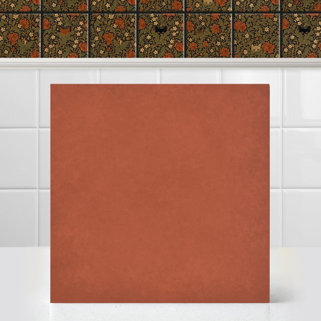 William Morris Katt Acanthus Leaf Lerklera Accent Kakelplatta (Antique Art Nouveau William Morris Red Clay Matching Accent Cat Acanthus Leaf Ceramic Tile Mural)