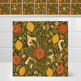 William Morris Katt Citrusfrukt Mönster Gobeläng Kakelplatta
