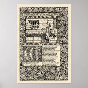 William Morris Kelmscott Press Chaucer Bok Löv Poster