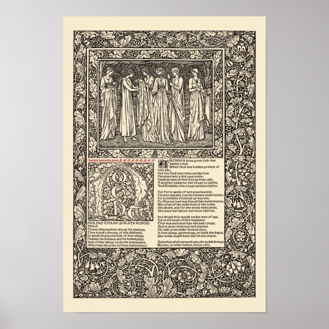 William Morris Kelmscott Press Chaucer Page Poster (Framsidan)