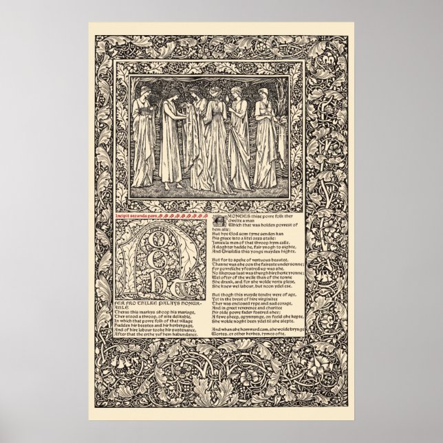 William Morris Kelmscott Press Chaucer Page Poster (Framsidan)