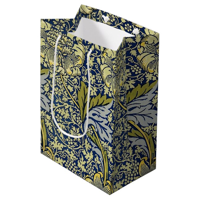 William Morris Kennet Blommig Tapet Blå Guld (Framsidan Vinklad)