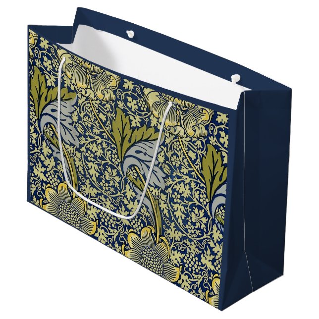 William Morris Kennet Blommig Tapet Blå Guld (Framsidan Vinklad)