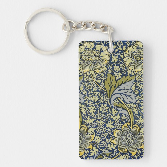 William Morris Kennet Blommig Tapet Blå Guld (Framsidan)