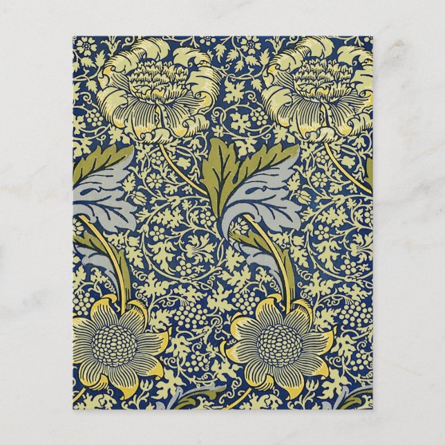 William Morris Kennet Blommig Tapet Blå Guld (Framsida)