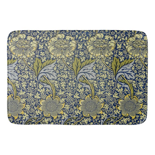 William Morris Kennet Blommig Tapet Blå Guld Badrumsmatta (Framsidan)