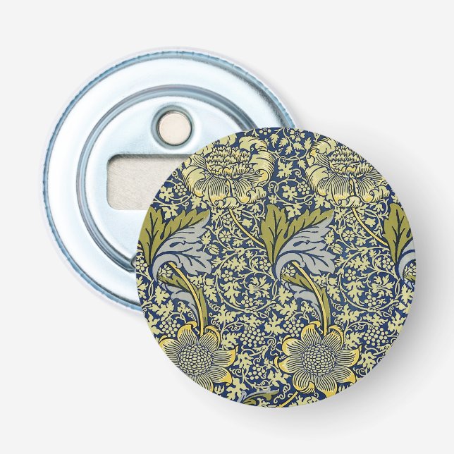 William Morris Kennet Blommig Tapet Blå Guld Flasköppnare (Framsidan)