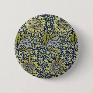 William Morris Kennet Blommig Tapet Blå Guld Knapp