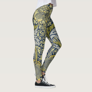 William Morris Kennet Blommig Tapet Blå Guld Leggings