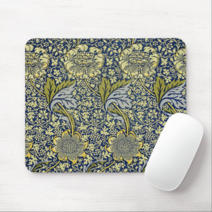 William Morris Kennet Blommig Tapet Blå Guld Musmatta