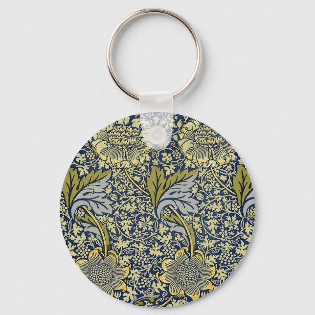 William Morris Kennet Blommig Tapet Blå Guld Nyckelring (Framsida)