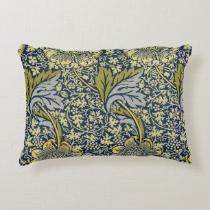 William Morris Kennet Blommig Tapet Blå Guld Prydnadskudde
