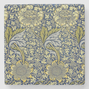 William Morris Kennet Blommig Tapet Blå Guld Stenunderlägg