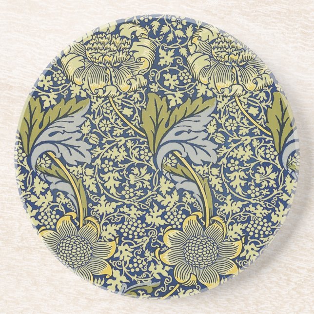William Morris Kennet Blommig Tapet Blå Guld Underlägg (Framsidan)