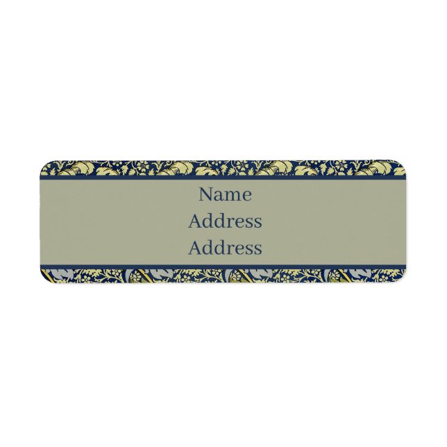 William Morris Kennet Blommigt Tapet Blue Returadress Etikett (Framsidan)