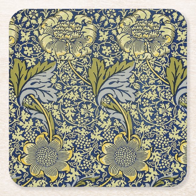 William Morris Kennet Blommigt Tapet Blue Underlägg Papper Kvadrat (Framsidan)