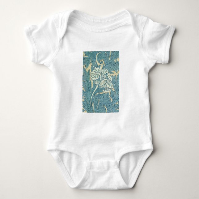 William Morris Klassisk Tulpankonst Blå Blommig T-shirt (Framsida)