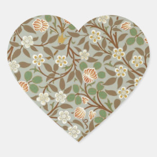 William Morris Klöver Botanisk Blomma Hjärtformat Klistermärke