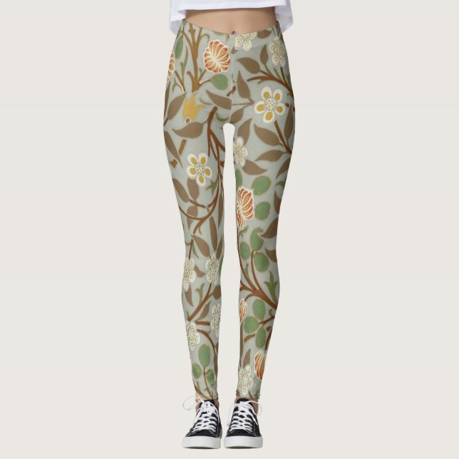 William Morris Klöver Botanisk Blomma Leggings (Framsida)