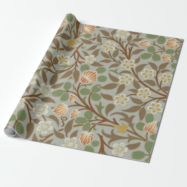 William Morris Klöver Botanisk Blomma Presentpapper (Utrullad)