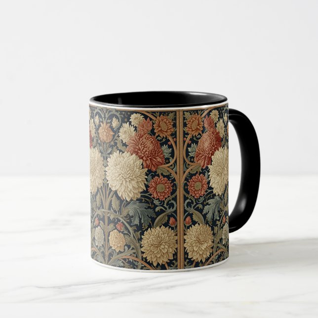  William Morris Krysantemum Blommig Art Nouveau  Mugg (Framsida höger)