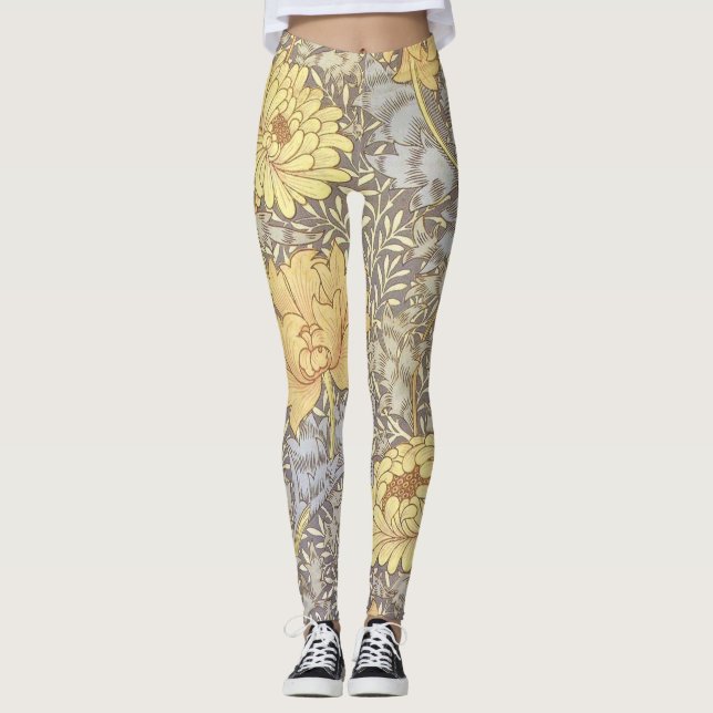 William Morris Krysantemum Blommor Leggings (Framsida)