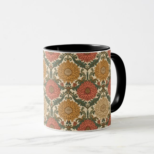 William Morris Krysantemum Floral Art Nouveau Mugg (Framsida höger)