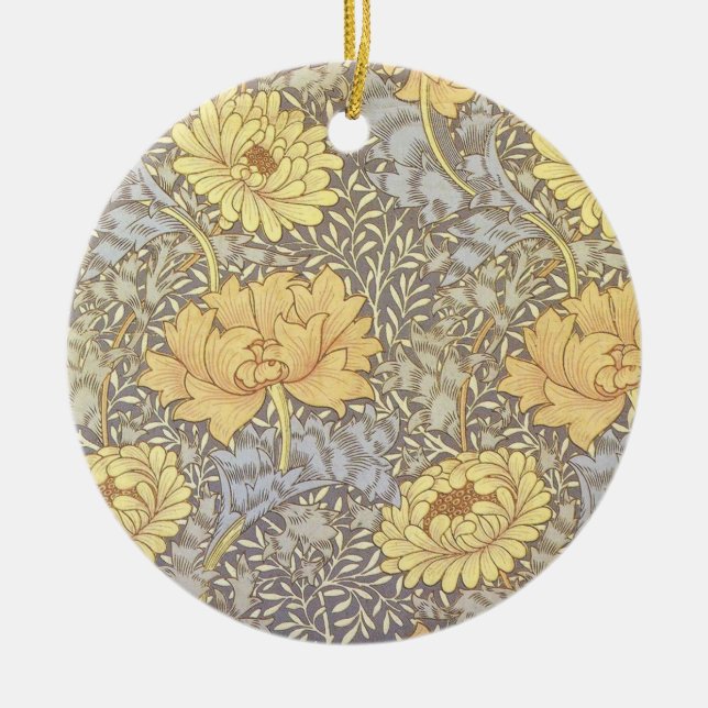 William Morris Krysantemum Mum Blommor Julgransprydnad Keramik (Framsidan)