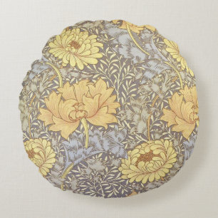 William Morris Krysantemum Mum Blommor Rund Kudde