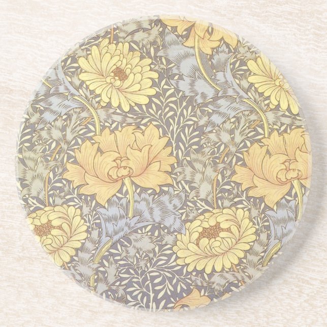 William Morris Krysantemum Mum Blommor Underlägg Sandsten (Framsidan)