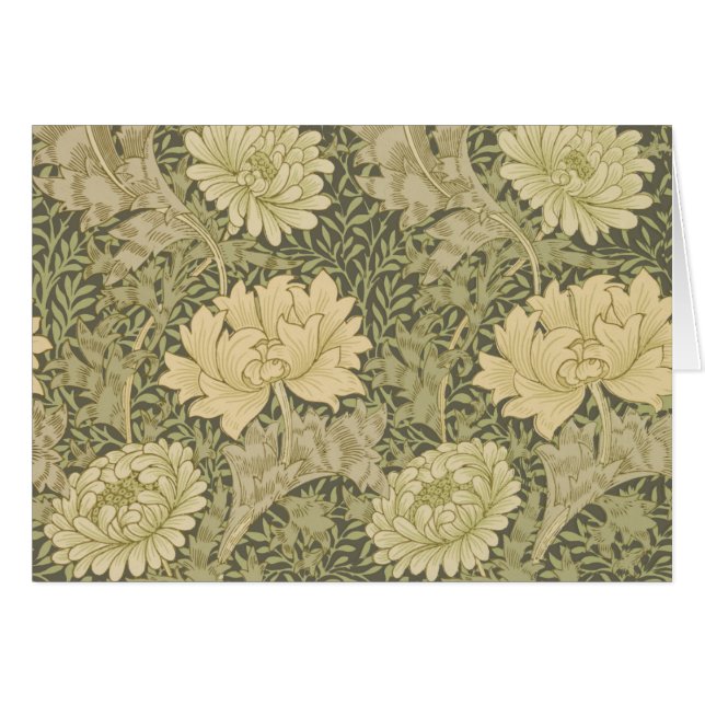 William Morris Krysantemum Salvia Blomma Hälsningskort (Framsidan Horizontal)