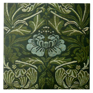 William Morris Large Grönt Lövs & Blue Flower Kakelplatta