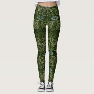 William Morris Large Grönt Lövs & Blue Flower Leggings