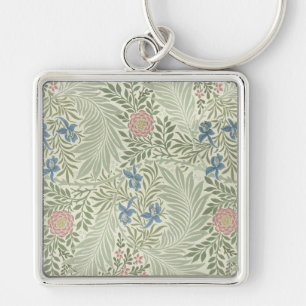William Morris Larkspur Blommig Tapet Fyrkantig Silverfärgad Nyckelring