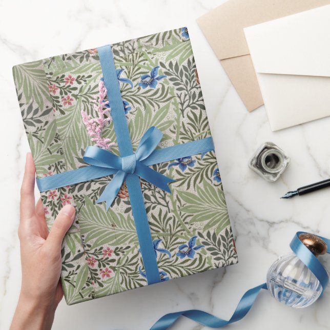 William Morris Larkspur Blommigt Foliage Rosa Grön Presentpapper (Gifting)