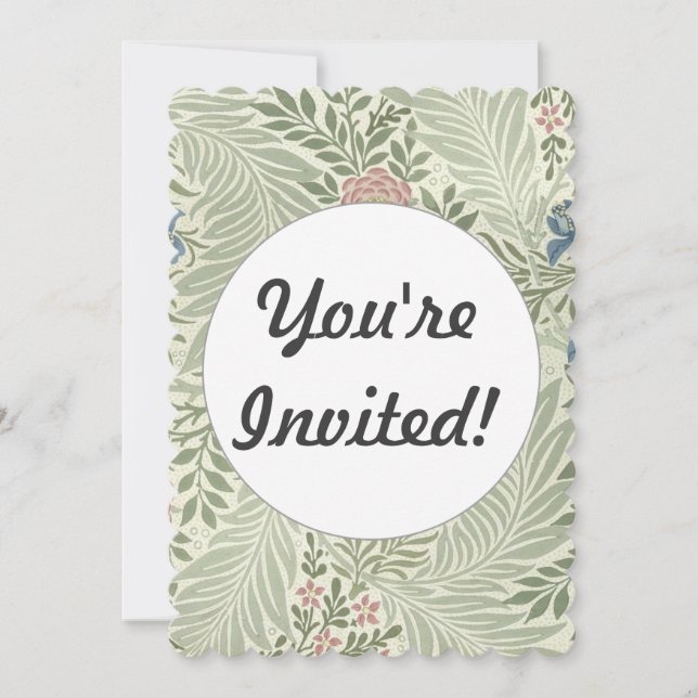 William Morris Larkspur Blommigt Tapet Inbjudningar (Framsida)