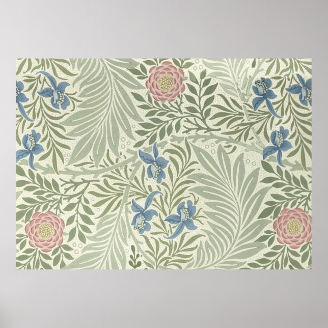 William Morris Larkspur Blommigt Tapet Mönster Poster (Framsidan)