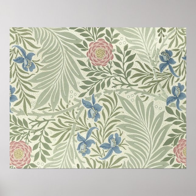 William Morris Larkspur Blommigt Tapet Poster (Framsidan)