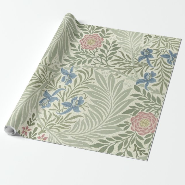 William Morris Larkspur Blommigt Tapet Presentpapper (Utrullad)