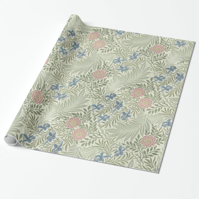 William Morris Larkspur Blommigt Tapet Presentpapper (Utrullad)