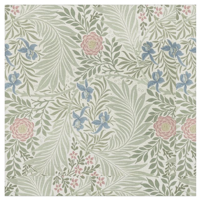 William Morris Larkspur Blommigt Tapet Tyg (Närbild)