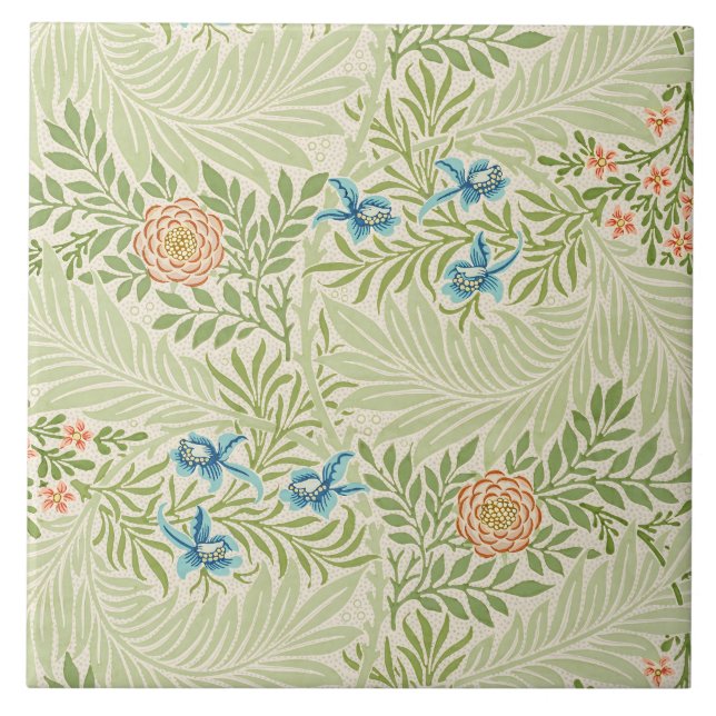 William Morris Larkspur Blommönster Kakelplatta (Framsidan)