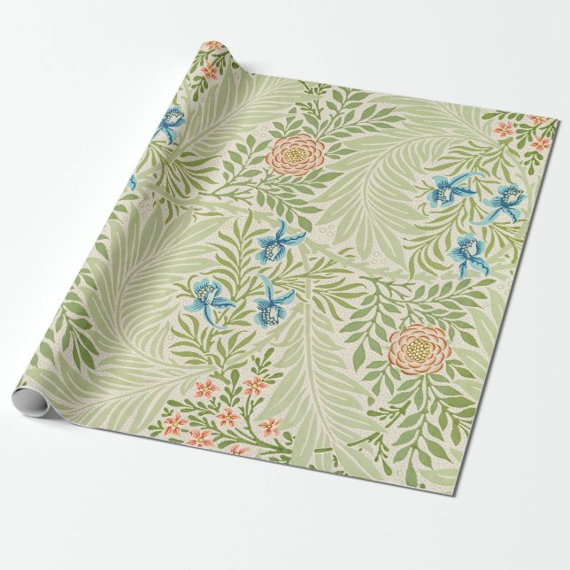William Morris Larkspur Blommönster Presentpapper (Utrullad)