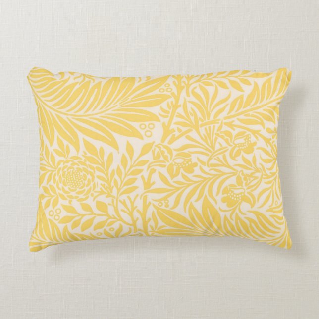 William Morris - Larkspur Lövs & Flower Mönster Prydnadskudde (Framsidan)