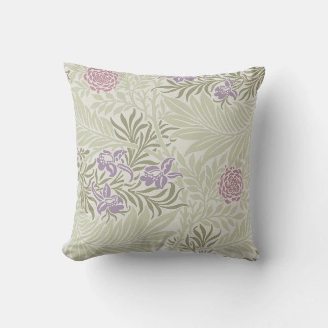 William Morris Lavender & Rosa Larkspur Mönster Kudde (Framsida)