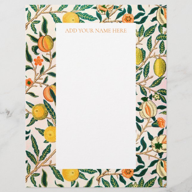WILLIAM MORRIS LETTERHEAD MED POMEGRANATE DESIGN BREVHUVUD (Framsida)