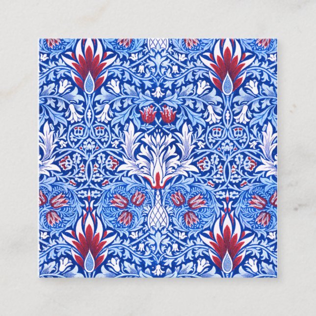 William Morris Light Blue Snakeshead Fyrkantigt Visitkort (Framsida)