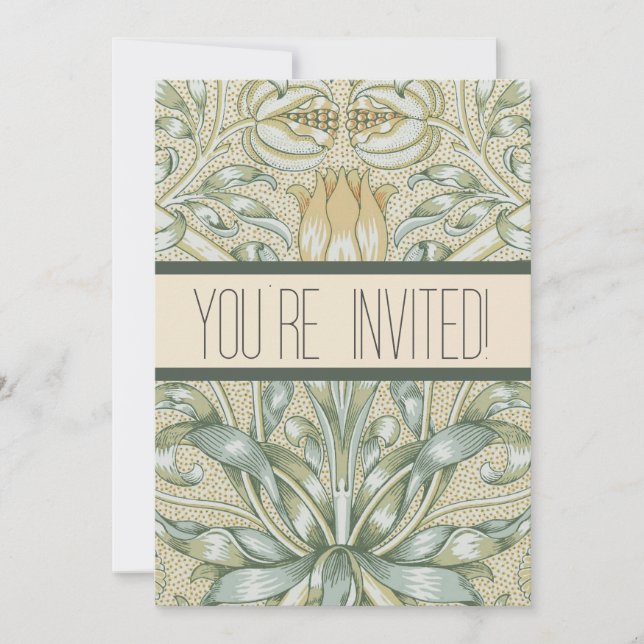 William Morris Lilja och Granatäpple Klassisk Inbjudningar (Framsida)