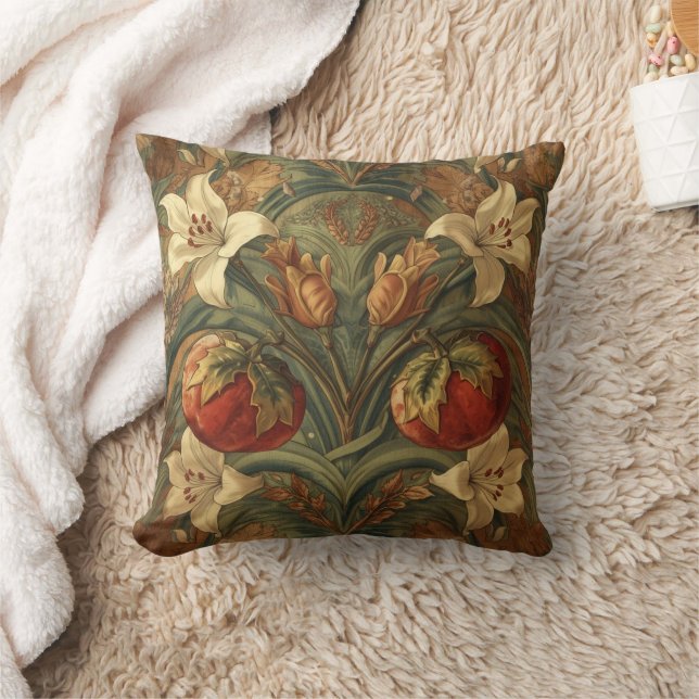 William Morris Lily and Pomegranate Floral pattern Kudde (Filt)